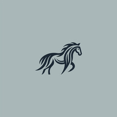 Abstract horse logo in modern and sleek minimalist line art style.