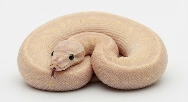 Creamy Pastel Ball Python Gently Coiled. AI Generated