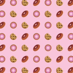 Cookie and donut pattern. Vector