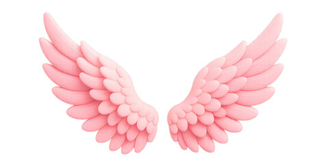 Angel pink cute wings with feathers png isolated on transparent background, cutout clipart.