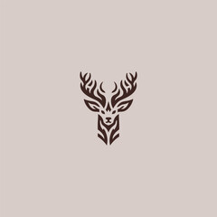 Abstract deer head logo in clean and simple minimalist design.