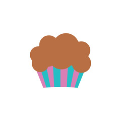 Chocolate muffin colorful wrapper. Vector