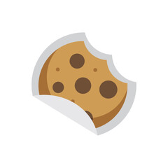 Cookie bite sticker golden. Vector
