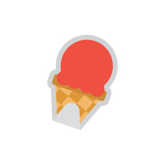 Ice cream cone sticker. Vector