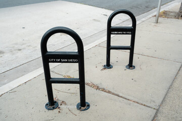 San Diego City Bike Racks on Sidewalk