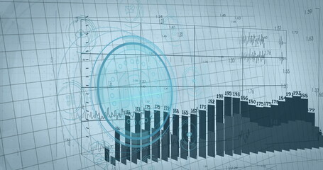 Displaying 3D bar chart columns on data dashboard grid with numeric labels and HUD overlay