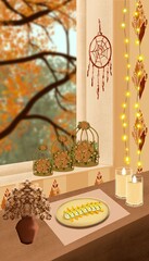 Fall Autum Theme For Phone Wallpaper Or Background. Backkground  For Cover, Note Or Banner