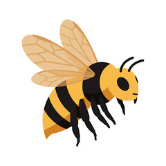 My Simple flat 2D illustration honey bee isolated on transparent background, vector, flat design, animation design, simple flat 2D icon, clipart