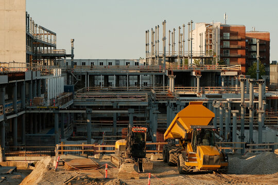Urban Construction Site at Golden Hour