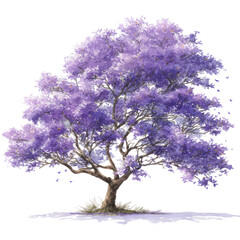 Obraz premium Doodle-style roadside jacaranda tree with soft purple blossoms transparent background