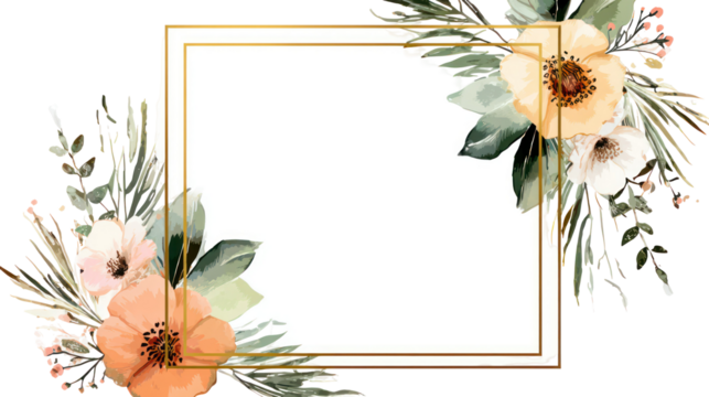 Elegant lavender and eucalyptus watercolor rectangle frame transparent background