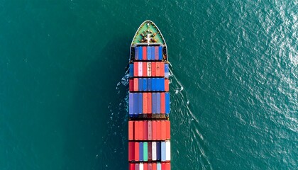 Cargo ship on ocean shipping containers