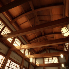 Obraz premium Interior beam ceiling of a Japanese teahouse.