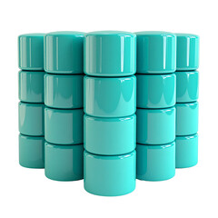 Teal cylindrical shapes pattern geometric arrangement abstract background