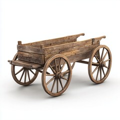 Fototapeta premium Traditional wooden donkey cart vintage transportation village, game icon isolated white