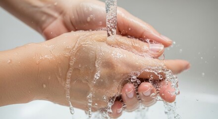 Fototapeta premium Fresh Running Water Cleansing Hands for Optimal Hygiene and Health