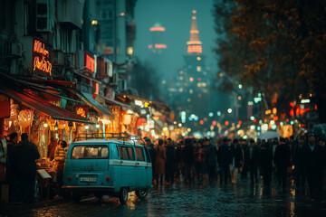 Night Market in the Rain
