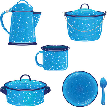 Blue enamel mexican crockery