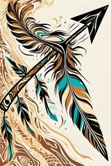 Obraz premium AI Generative. Ornate Arrow with Feathers Illustration. 3
