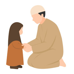 Muslim Father Giving Gentle Advice to His Daughter