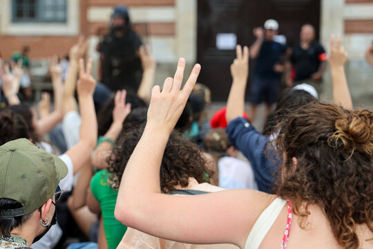 Group of anonymous young citizens ask for peace