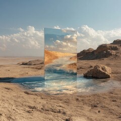 A beautiful superior mirage creates water illusion on ice.