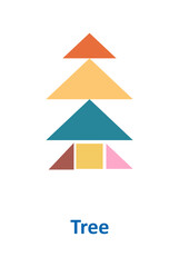Fototapeta premium Tree Tangram Puzzle - Creative Geometric Nature