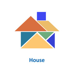 House Tangram Puzzle - Creative Geometric Architecture