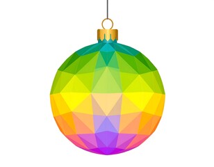 A colorful, low-poly Christmas ornament