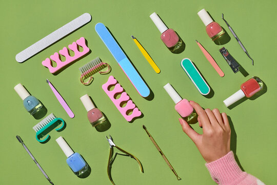 A colorful collection of manicure and pedicure tools