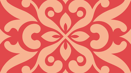 Red and pink symmetrical floral ornamental pattern decorative