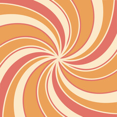 Swirling Spiral Pattern in Retro Orange Pink and Cream Colors vintage