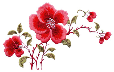 Fototapeta premium PNG Chinese flower in embroidery style hibiscus plant inflorescence.