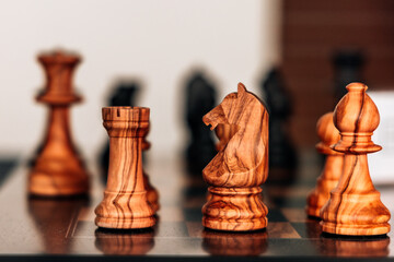 Wooden Chess Pieces on Strategic Display
