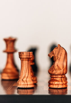 Wooden Chess Pieces on Strategic Display