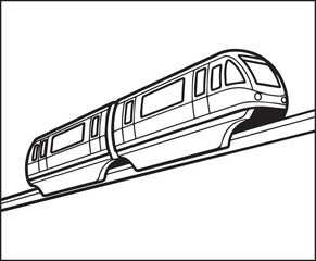 Simple and cute train coloring page for kids, black line art vector illustration for toddler coloring book design 