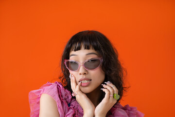 Stylish woman with trendy rings of the 2000s