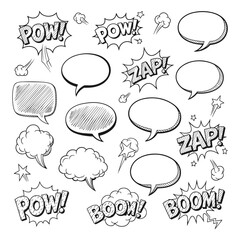 Comic bubbles for design purposes, speech bubbles in modern style