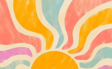Vintage colored  stripes radiating from the sun 