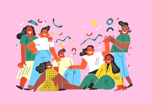 community of young happy together