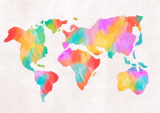 Fototapeta Stylized colorful texture world map