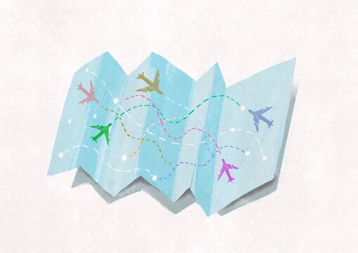 airplanes flying  over the world map