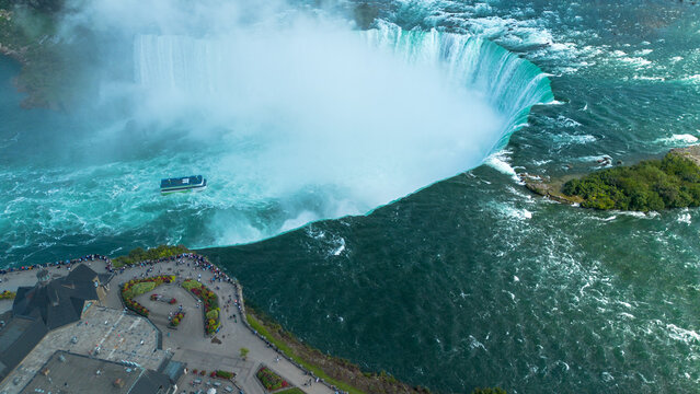 Aerial view of Niagara Falls shot in Niagara Falls, Ontario, Canada - Powered by Adobe