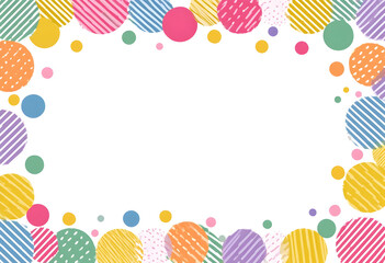 Colorful circular patterns form a vibrant frame, perfect for creative projects, invitations, and cheerful designs.