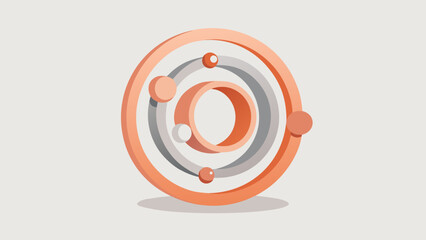 Obraz premium 3D Rendered Orange and Gray Concentric Rings with Floating Spheres abstract geometric