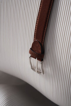 Close-up of modern bag strap with textured design