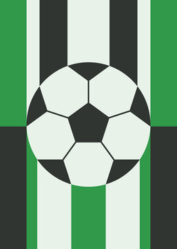 Poster design with soccer ball on abstract field