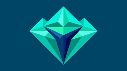 Geometric Crystal Gemstone with Teal and Blue Tones on Dark Blue Background abstract diamond