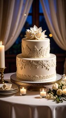 Fototapeta premium Elegant two tiered wedding cake