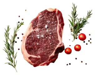 PNG Fresh marbled beef rib eye steak meat food pork.